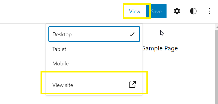 Actualización del botón de la página de vista previa