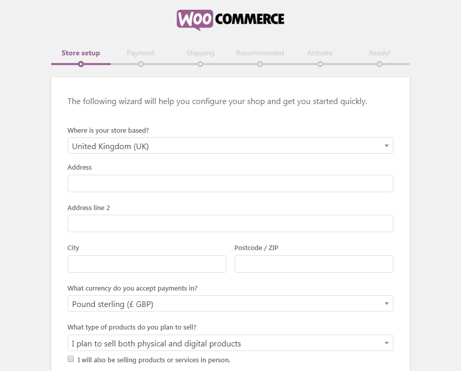 WooCommerce - Store Setup