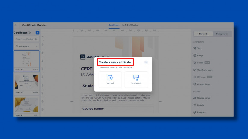 Creating a Certificate in MasterStudy