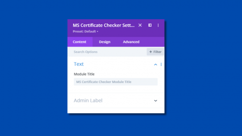 Certificate Checker in Divi Modules