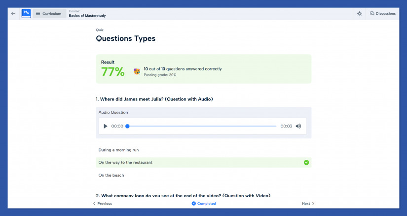 quiz passed for students