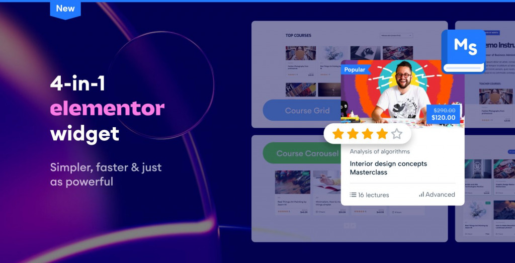 New 4-in-1 Elementor Widget in MasterStudy LMS