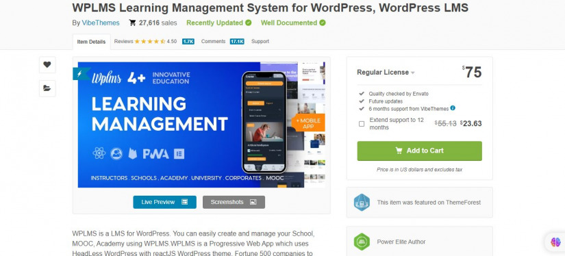 WPLMS Education LMS Tema de WordPress