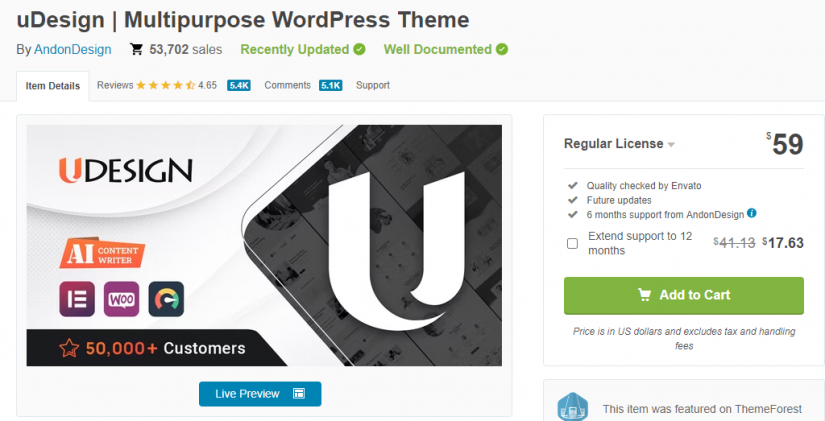 uDesign tema de WordPress para empresas