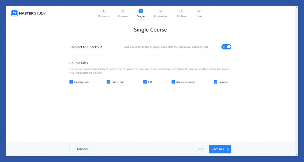 Asistente LMS para la configuración rápida del plugin MasterStudy LMS 3