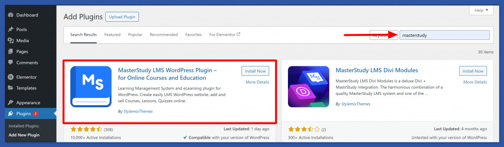 Cómo instalar el plugin MasterStudy LMS 2